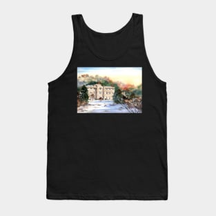 Willersley Castle, Derbyshire - Snowy landscape painting Tank Top